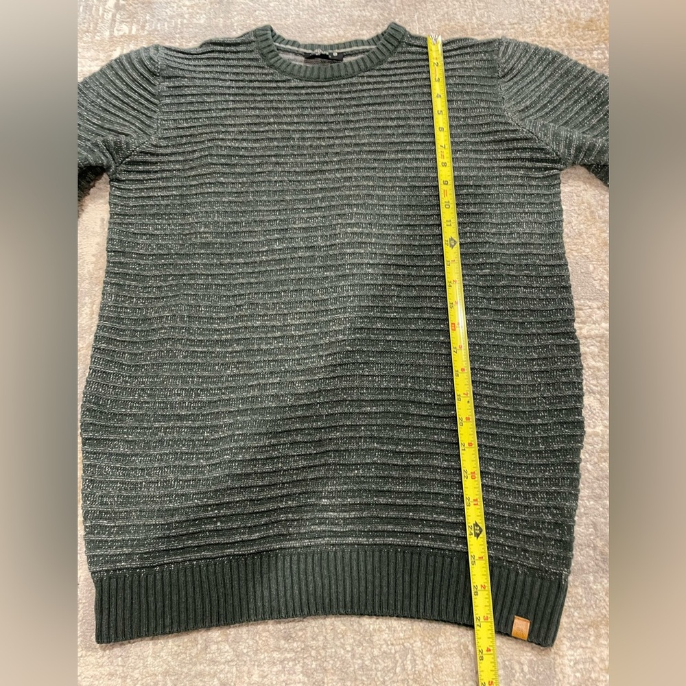 Índigo Men's Crew Neck Cabincore Academia Sweater Cotton Size Large Green Knit - Picture 6 of 8